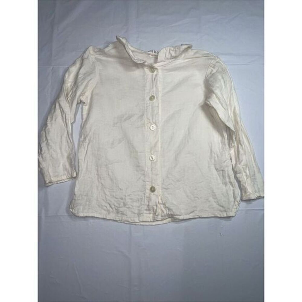Girls MABO Cream Button down Collared Blouse‎ Top 4-5y